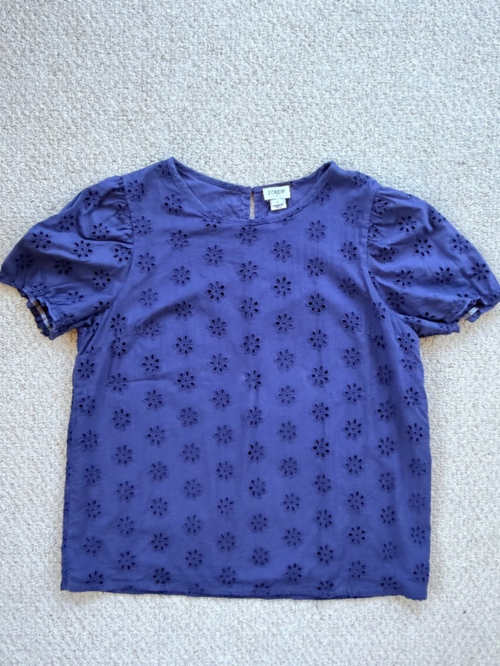 J.Crew Factory Women’s Navy Eyelet Top Size Small